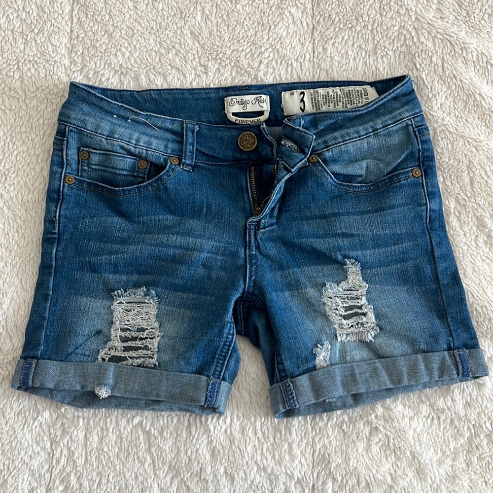 INDIGO REIN Distressed Denim Shorts